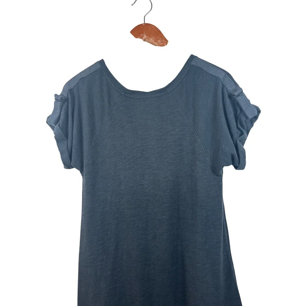 Saturday Sunday Kathie S Anthropologie Dress Blue Short Sleeve Ruffle Hem Casual - Picture 5 of 10